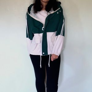 Green Colorblock Casual Jacket